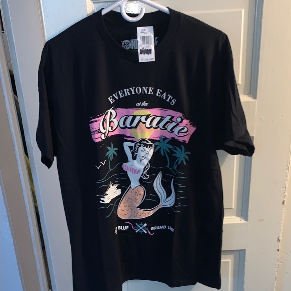 Black Graphic T-Shirt with Mermaid Design men’s size large
